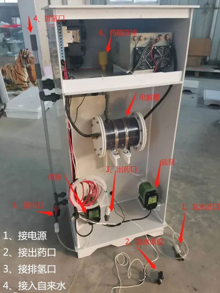 100g次氯酸钠发生器安装示意图、100g次氯酸钠发生器安装流程